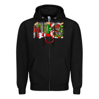 Black nurse christmas Zipper Hoodie - MaliasSmallBusiness
