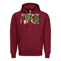 Burgundy nurse christmas Zipper Hoodie - MaliasSmallBusiness