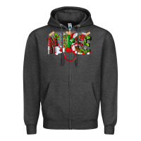 Charcoal Heather nurse christmas Zipper Hoodie - MaliasSmallBusiness