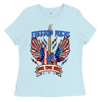 Baby Blue freedom rocks make some noise Ladies Tee - texasbilliewilder