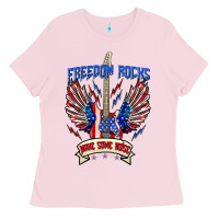 Bubblegum Pink freedom rocks make some noise Ladies Tee - texasbilliewilder