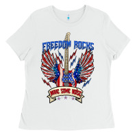 White freedom rocks make some noise Ladies Tee - texasbilliewilder