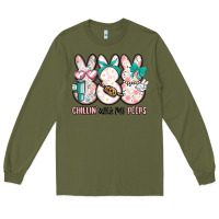 Army Green easter chilling with my peeps bunny Long Sleeve Tee - MaliasSmallBusiness