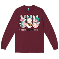 Burgundy easter chilling with my peeps bunny Long Sleeve Tee - MaliasSmallBusiness