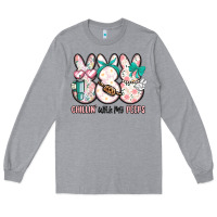 Heather Grey easter chilling with my peeps bunny Long Sleeve Tee - MaliasSmallBusiness