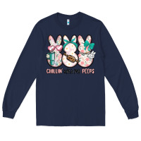 Navy easter chilling with my peeps bunny Long Sleeve Tee - MaliasSmallBusiness