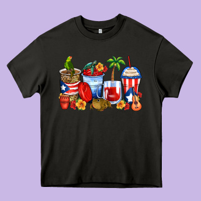 Puerto Rico Coffee Cups Heavy Core Tee Designed By Zillion Design Studio
