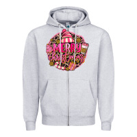 Heather Grey pink merry christmas Zipper Hoodie - MaliasSmallBusiness