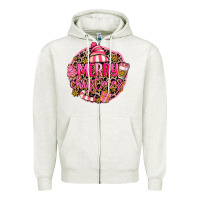 Oatmeal Heather pink merry christmas Zipper Hoodie - MaliasSmallBusiness