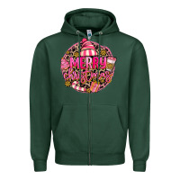 Sports Green pink merry christmas Zipper Hoodie - MaliasSmallBusiness