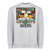 Heather Grey cowboys and beers Heavyweight Sweatshirt - NancyCooperArtShop