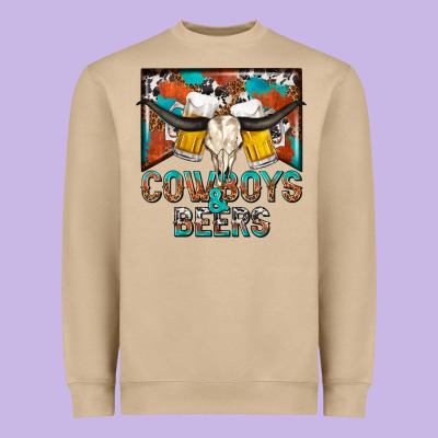 Cowboys And Beers Heavyweight Sweatshirt Designed By Nancycooperartshop
