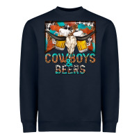 Navy cowboys and beers Heavyweight Sweatshirt - NancyCooperArtShop