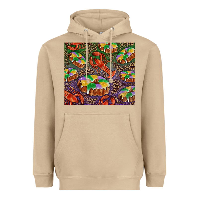 Mardi Gras King Cake And Crawfish Heavyweight Hoodie by RanaPortraitStore | Teevron
