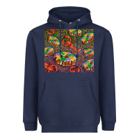 Navy mardi gras king cake and crawfish Heavyweight Hoodie - RanaPortraitStore