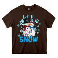Chocolate Brown let it snow Heavy Core Tee - RanaPortraitStore