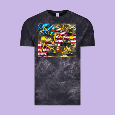 Excavator American Flag Vintage Tee Designed By Artiststas