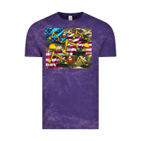 Cloud Purple excavator American flag Vintage Tee - Artiststas