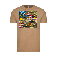 Vintage Coffee excavator American flag Vintage Tee - Artiststas