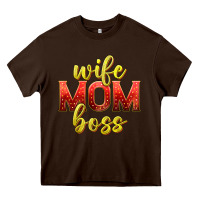 Chocolate Brown wife mom boss Heavy Core Tee - texasbilliewilder