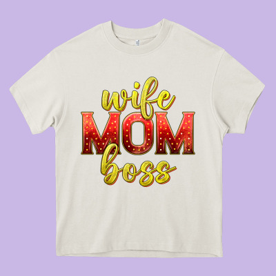 Wife Mom Boss Heavy Core Tee Designed By Texasbilliewilder