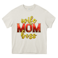 Cream wife mom boss Heavy Core Tee - texasbilliewilder