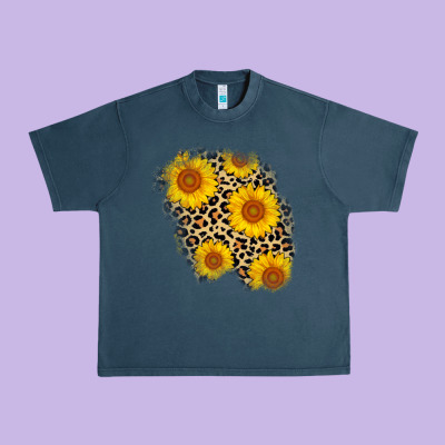Leopard Sunflower Patch Urban Heavy Tee Designed By Adodesignshop