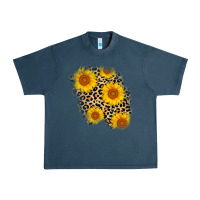 Midnight Navy leopard sunflower patch Urban Heavy Tee - AdoDesignShop