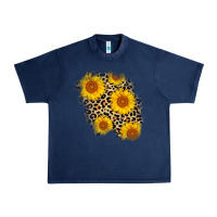 Navy leopard sunflower patch Urban Heavy Tee - AdoDesignShop