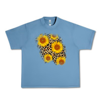 Pebble Blue leopard sunflower patch Urban Heavy Tee - AdoDesignShop