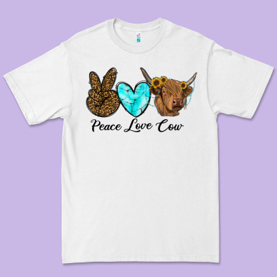 Peace Love Cow Premium Tee Designed By Ranaportraitstore