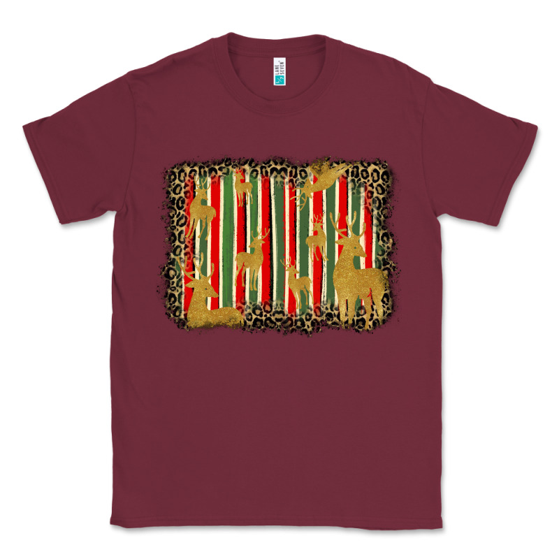 Christmas Reindeers Leopard Background Classic Tee by BarkalooDesign | Teevron
