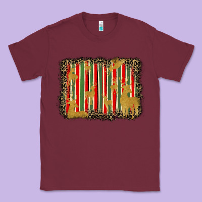 Christmas Reindeers Leopard Background Classic Tee Designed By Barkaloodesign