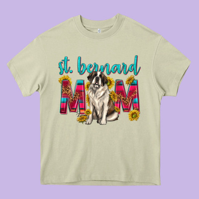 Western St Bernard Mom Heavy Core Tee Designed By Texasbilliewilder