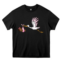 Black stork with black baby girl Heavy Core Tee - BarkalooDesign