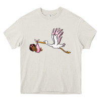 Cream stork with black baby girl Heavy Core Tee - BarkalooDesign