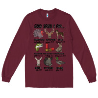 Burgundy god says i am hunting Long Sleeve Tee - MaliasSmallBusiness
