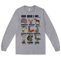 Heather Grey god says i am hunting Long Sleeve Tee - MaliasSmallBusiness