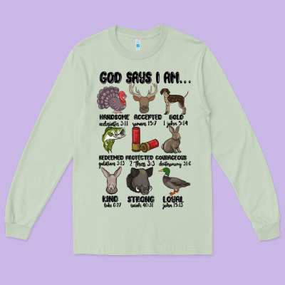 God Says I Am Hunting Long Sleeve Tee Designed By Maliassmallbusiness