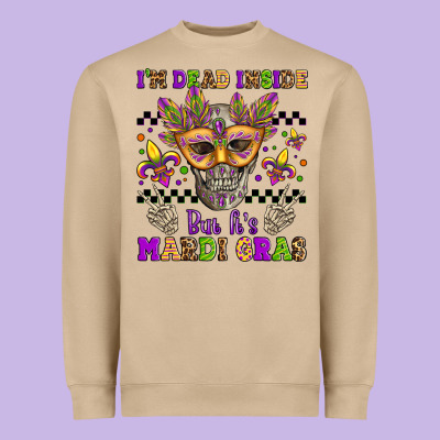 I'm Dead Inside But It's Mardi Gras Heavyweight Sweatshirt Designed By Jasminsmagicworld