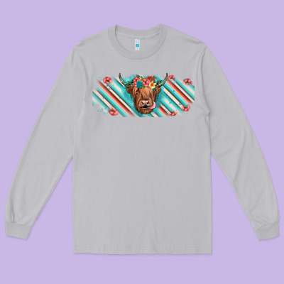 Cow Floral Long Sleeve Tee Designed By Jahusdesignshop