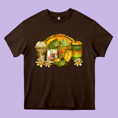 Frog Coffee Cups Heavy Core Tee Designed By Zillion Design Studio