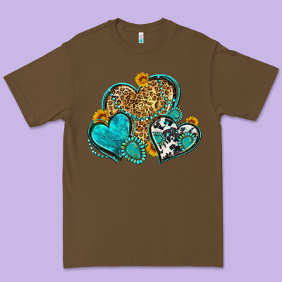 Western Turquoise Hearts Premium Tee Designed By Zillion Design Studio