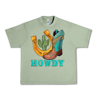 Oil Green howdy turquoise cowboy boots horseshoe Urban Heavy Tee - AdoDesignShop