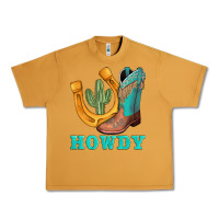 Peanut Butter howdy turquoise cowboy boots horseshoe Urban Heavy Tee - AdoDesignShop