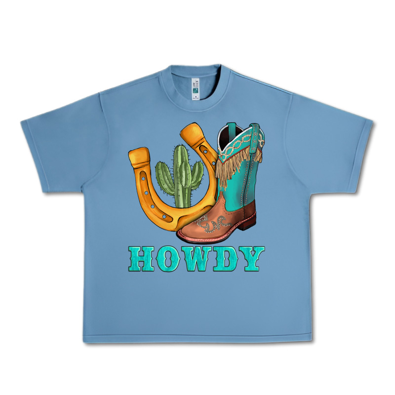 Howdy Turquoise Cowboy Boots Horseshoe Urban Heavy Tee by AdoDesignShop | Teevron