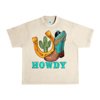 Sandshell howdy turquoise cowboy boots horseshoe Urban Heavy Tee - AdoDesignShop