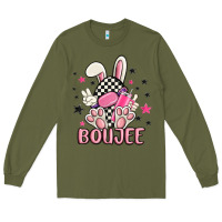 Army Green boujee checkered easter bunny egg trending Long Sleeve Tee - MaliasSmallBusiness
