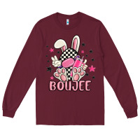 Burgundy boujee checkered easter bunny egg trending Long Sleeve Tee - MaliasSmallBusiness