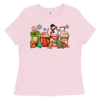 Bubblegum Pink christmas coffee cups Ladies Tee - Zillion Design Studio
